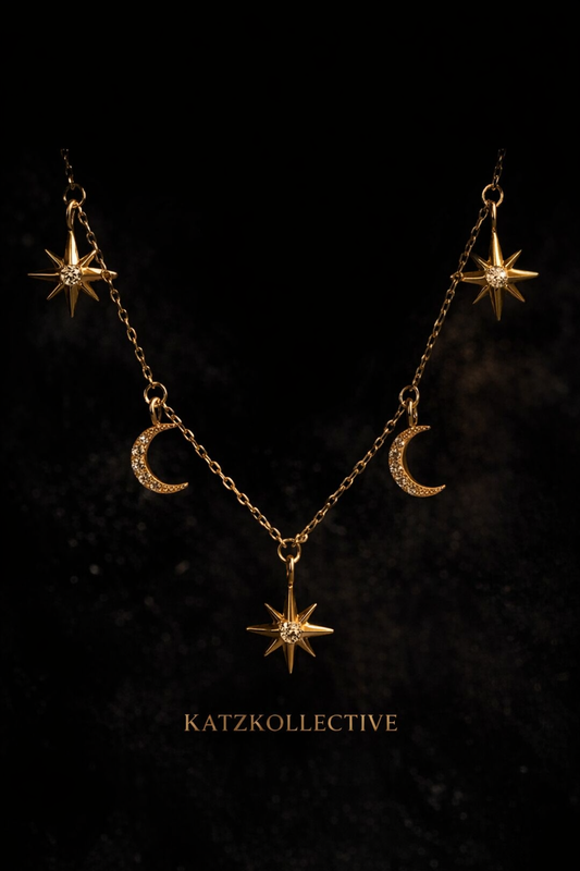 Celestial Dreams Star & Moon Necklace – 14kt Gold Filled