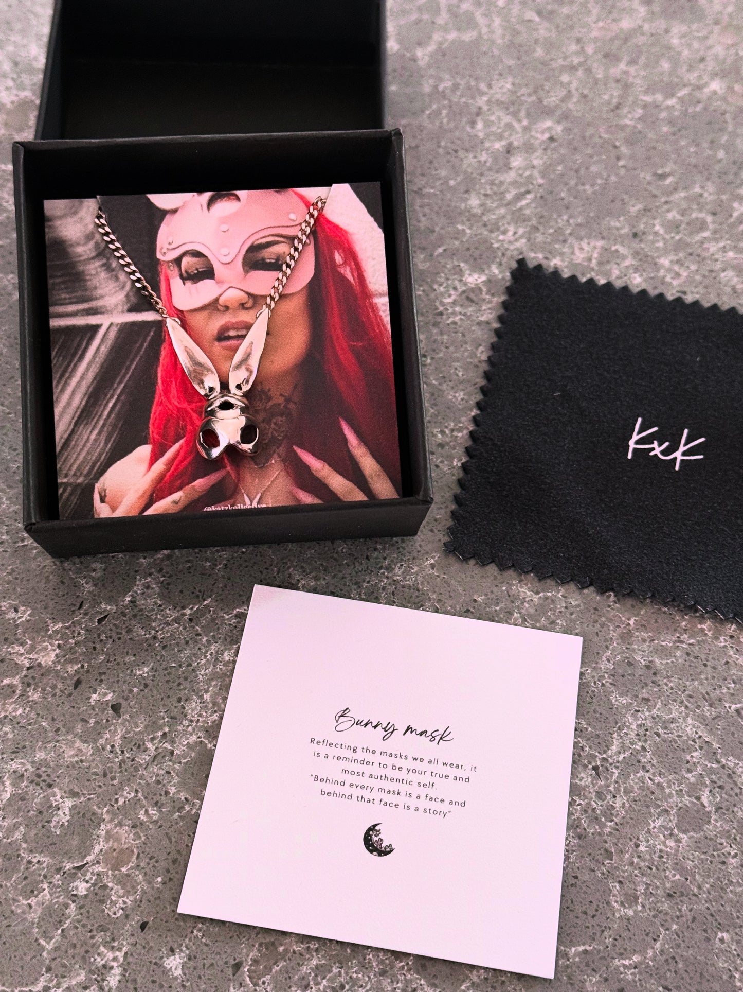 Sterling Silver Bunny Mask Necklace — Handcrafted Statement Pendant