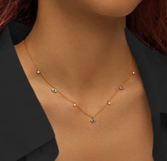 Evil Eye Gold Choker Necklace – Protective Minimalist Jewelry-14kt gold filled