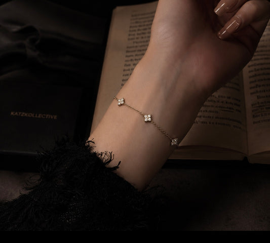 Floral bracelet, gold filled