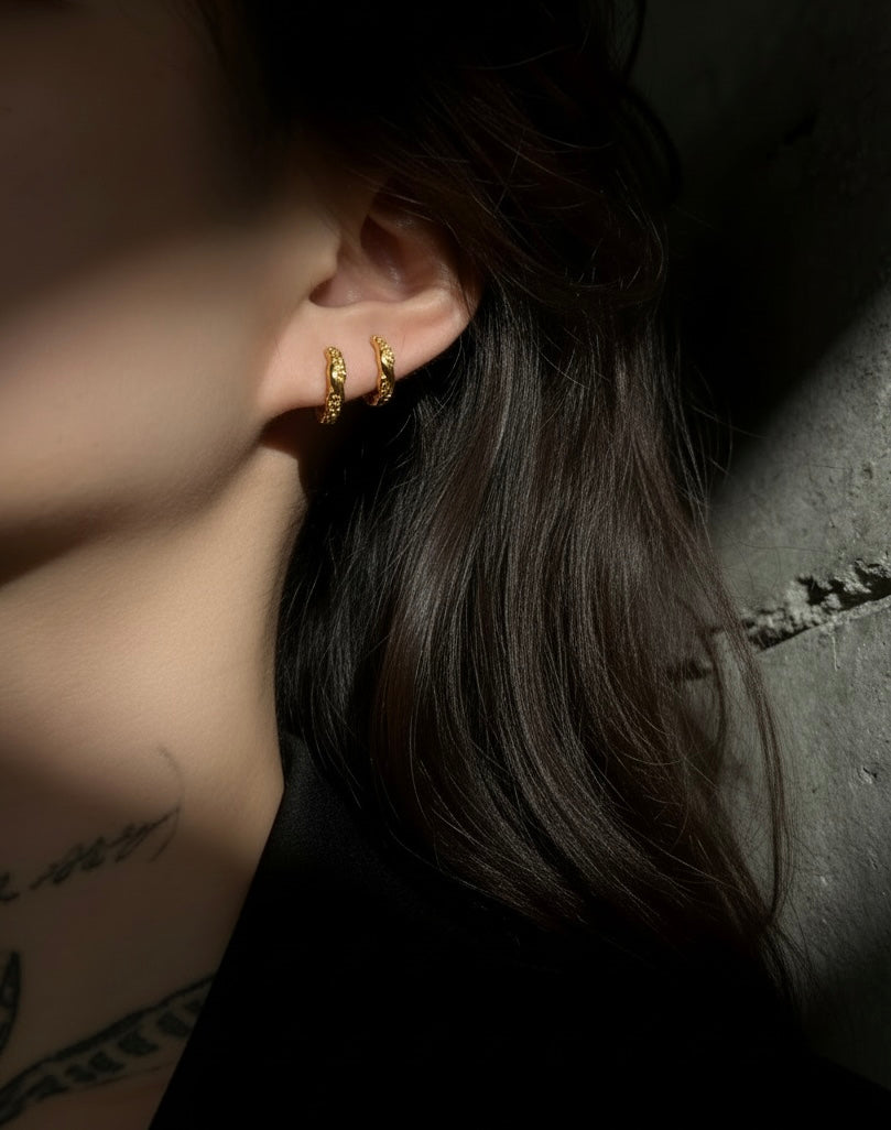 Twist Hoop Earrings – 14kt gold filled CZ Huggie Hoops | Minimal Edgy Everyday Jewellery (Copy)