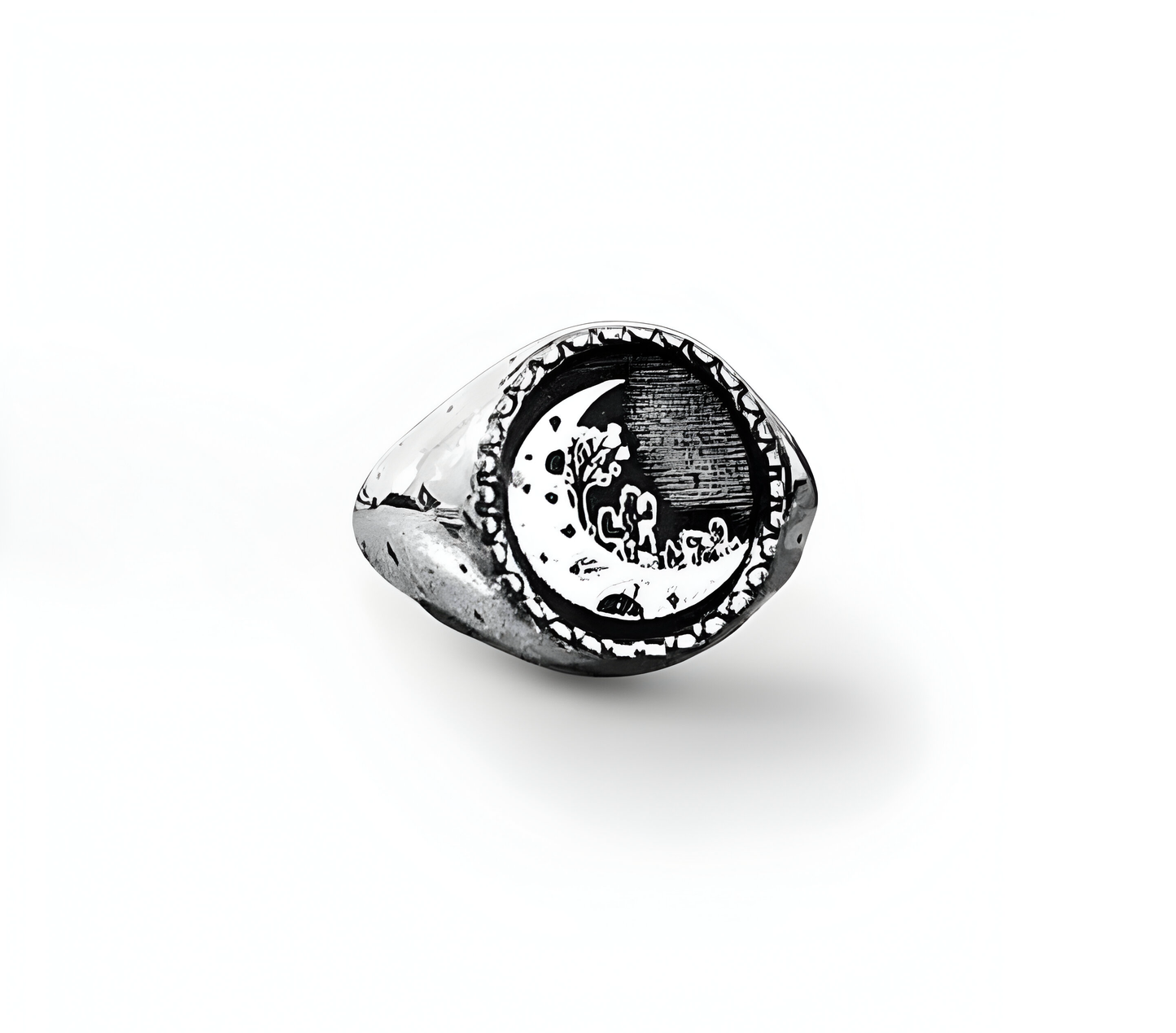 Midnight cactus moon ring