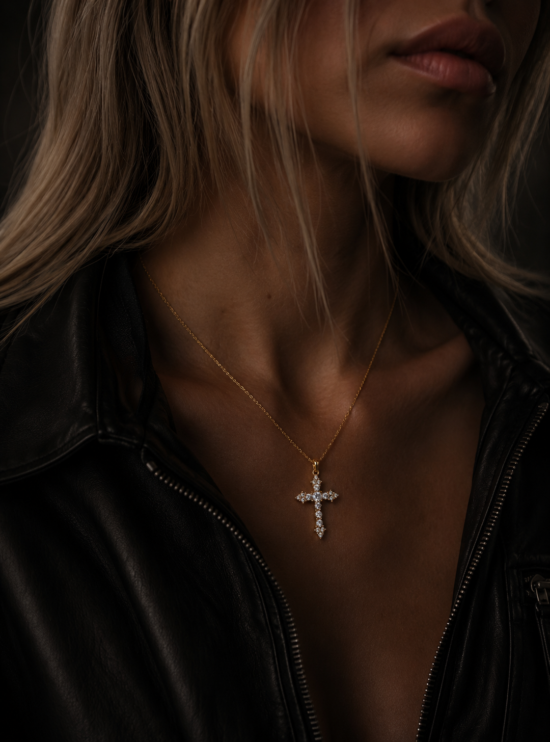 Diamond Cross Pendant Necklace – Gold 14kt gold filled. Layered Faith Necklace | Katz Kollective