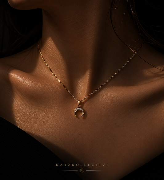 Crescent Moon Crystal Necklace – 14kt Gold Filled