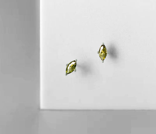 Olive green eye studs Sterling silver