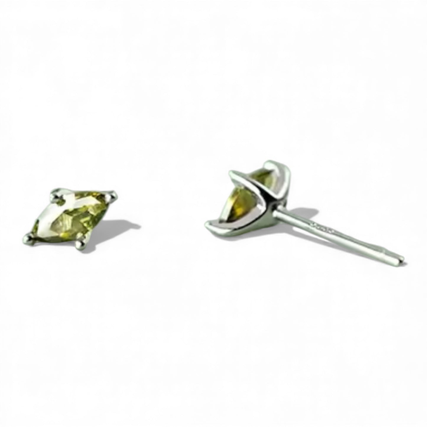 Olive green eye studs Sterling silver