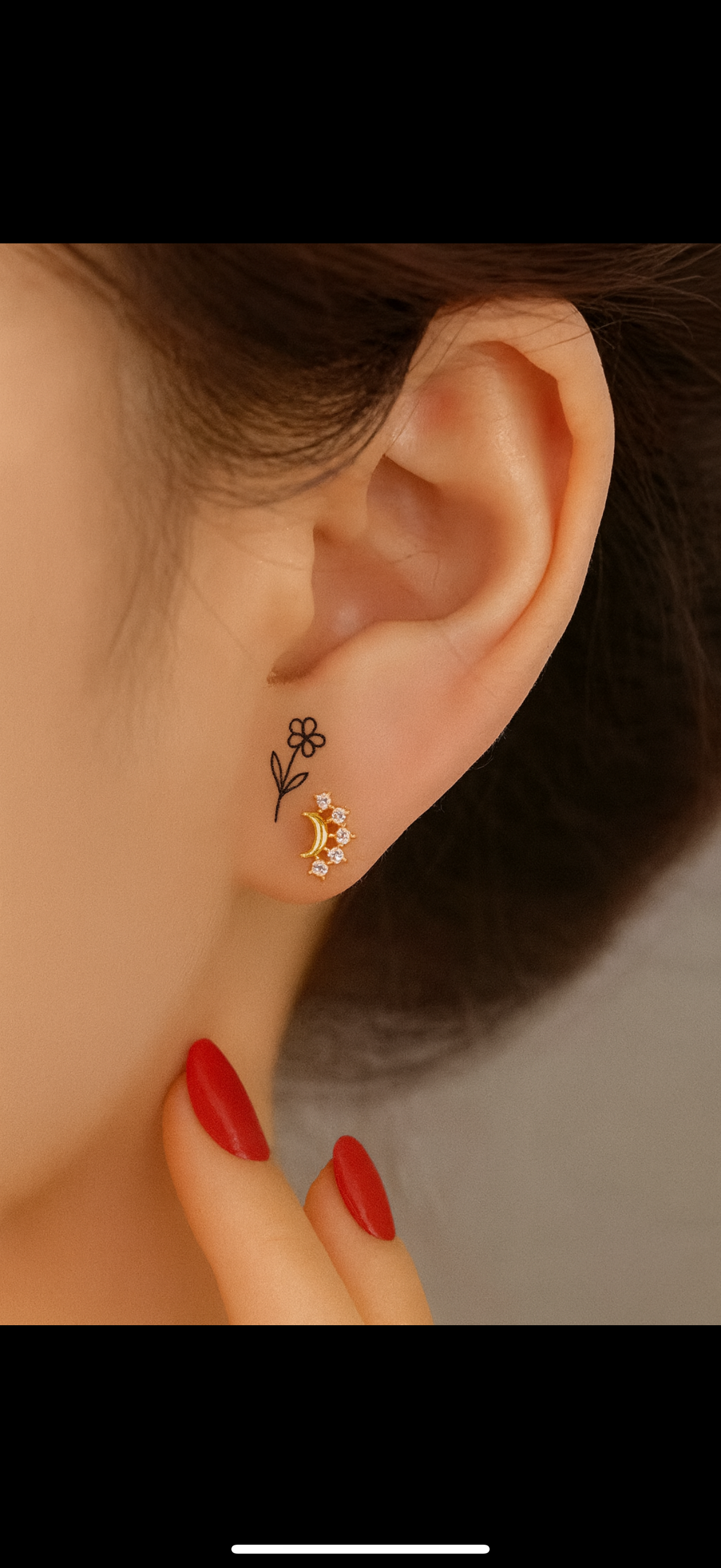 Crescent Moon Crystal Stud Earrings | Gold Celestial Earrings | Katz Kollective