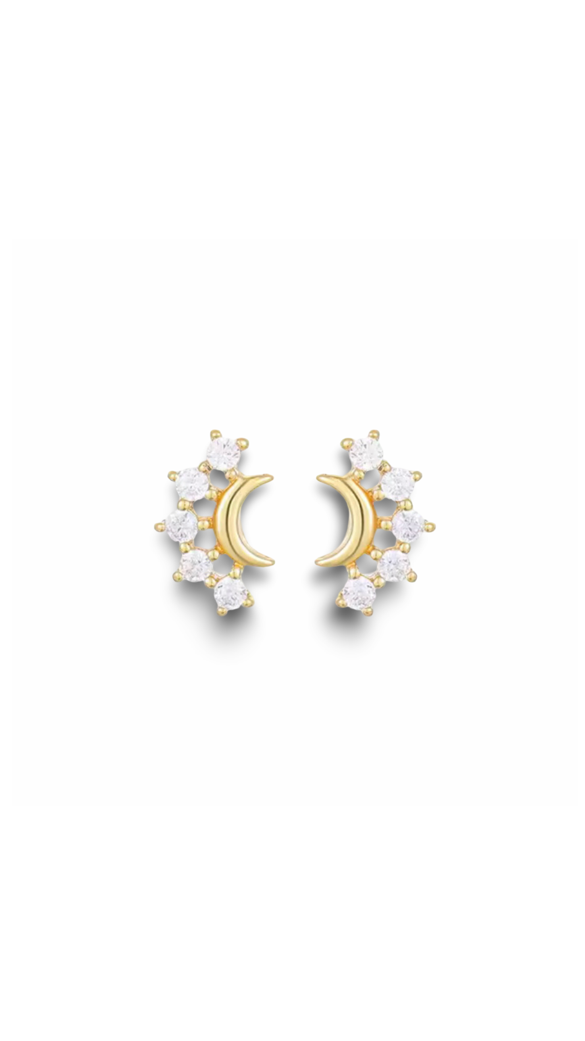 Crescent Moon Crystal Stud Earrings | Gold Celestial Earrings | Katz Kollective
