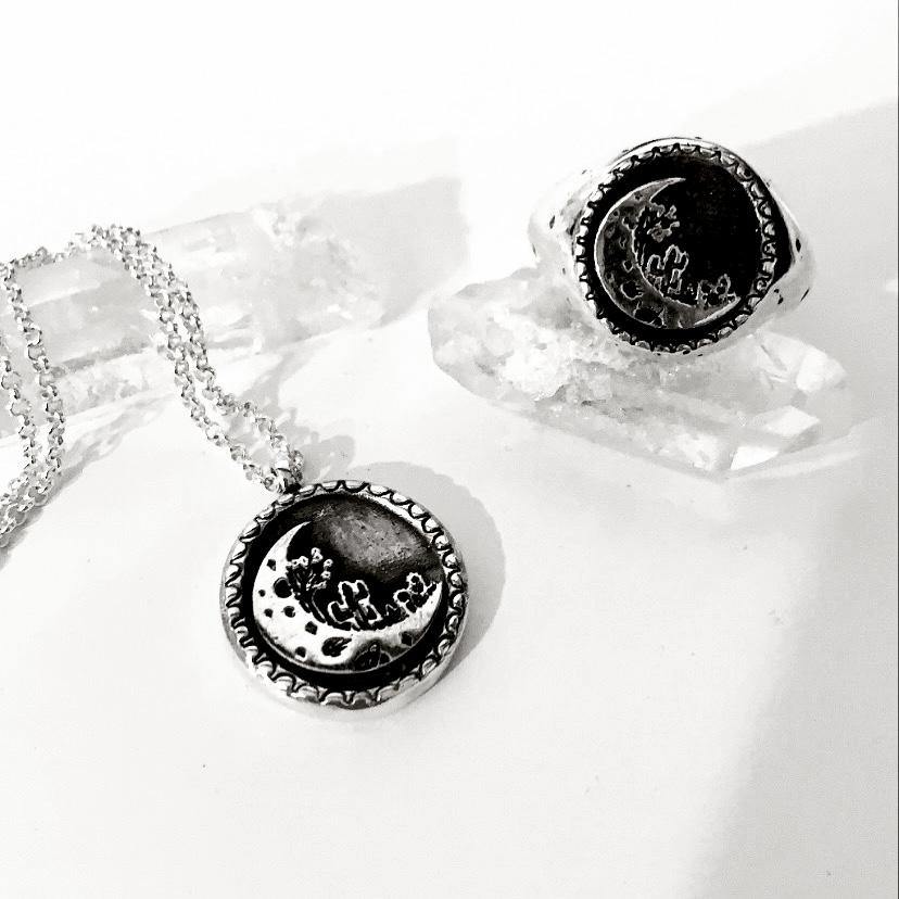 Midnight cactus moon necklace - KatzKollective