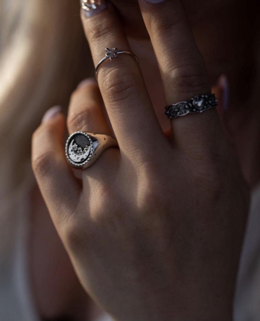Midnight cactus moon ring - KatzKollective