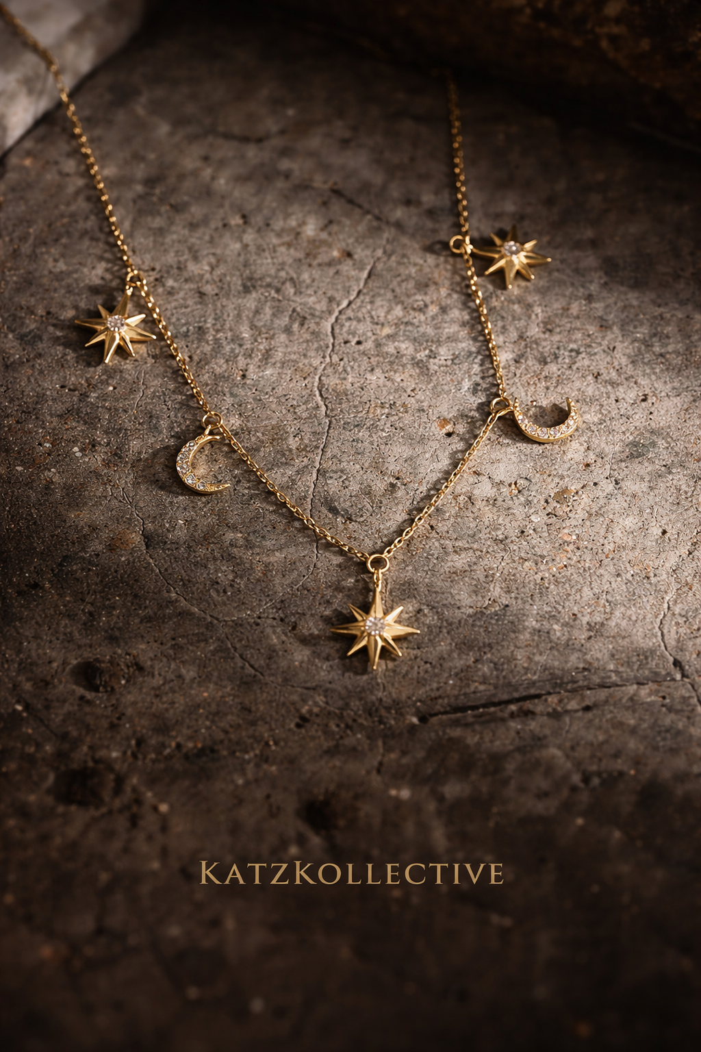 Celestial Dreams Star & Moon Necklace – 14kt Gold Filled