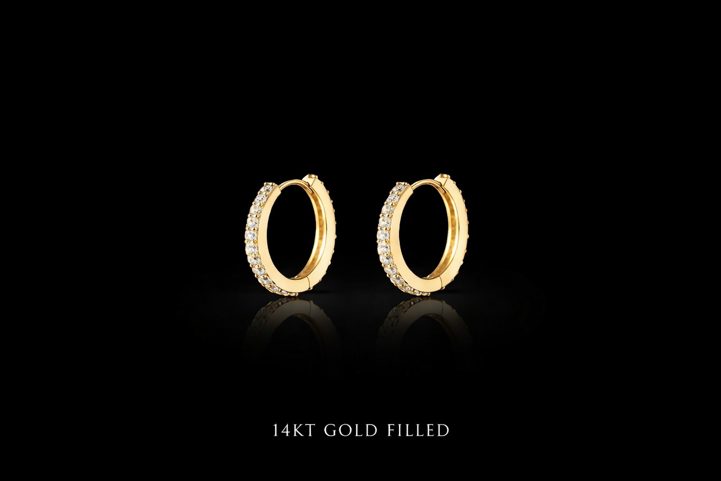 14kt Gold Filled Pavé Hoop Earrings | Minimal Everyday Gold Hoops | Dainty Sparkle Hoops