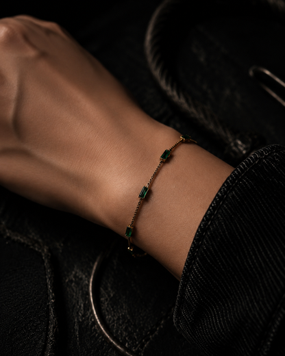 Emerald bracelet| 14kt gold filled
