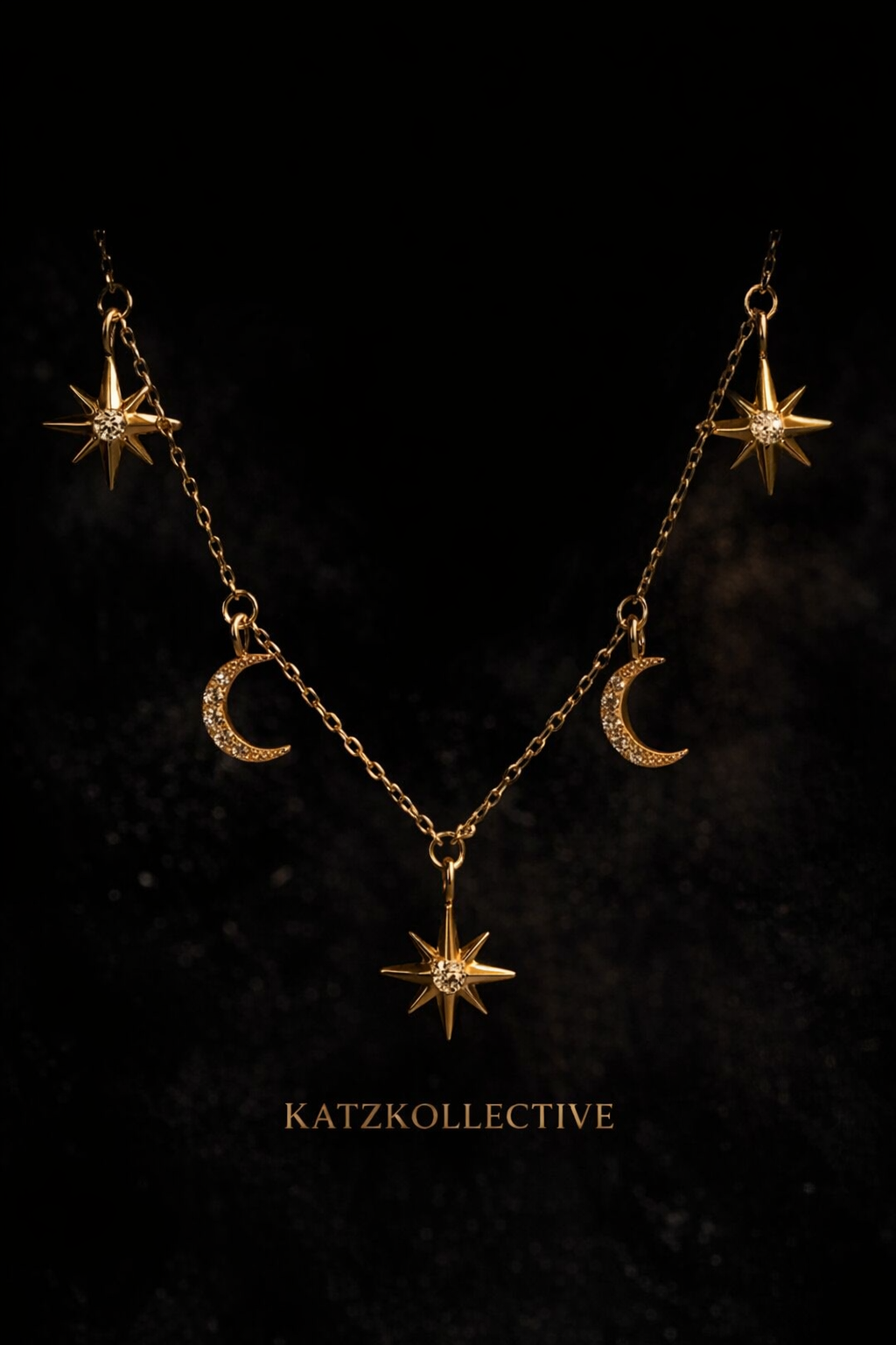 Celestial Dreams Star & Moon Necklace – 14kt Gold Filled