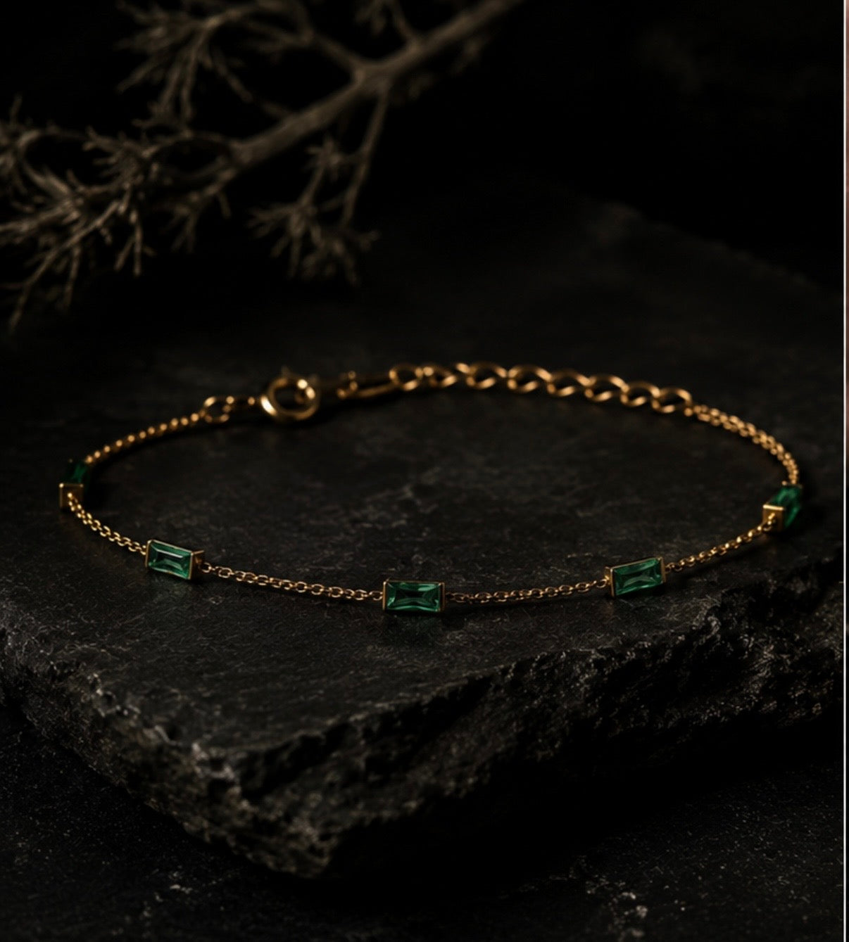 Emerald bracelet| 14kt gold filled