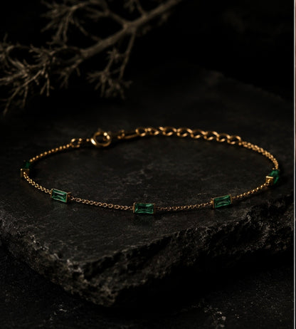 Emerald bracelet| 14kt gold filled