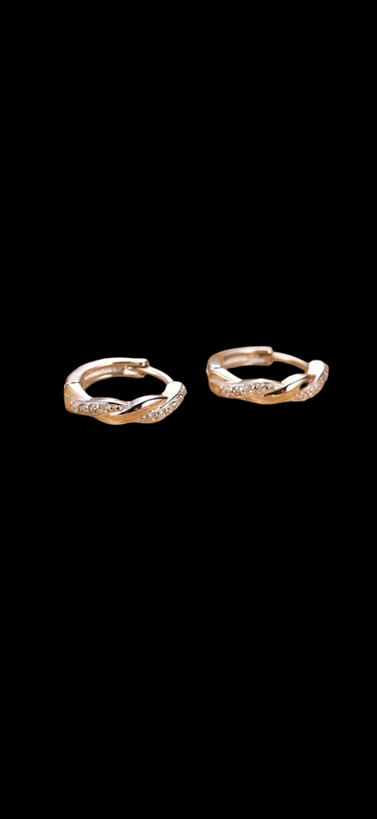 Twist Hoop Earrings – 14kt gold filled CZ Huggie Hoops | Minimal Edgy Everyday Jewellery (Copy)
