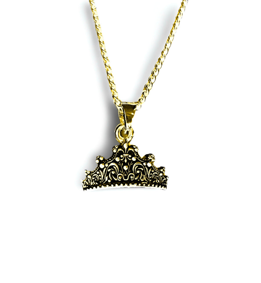 14kt real gold crown necklace