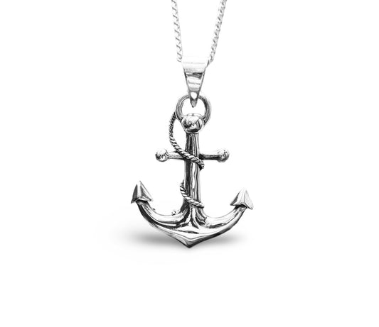 Sterling Silver Anchor Necklace – Unisex Nautical Pendant | Katz Kollective