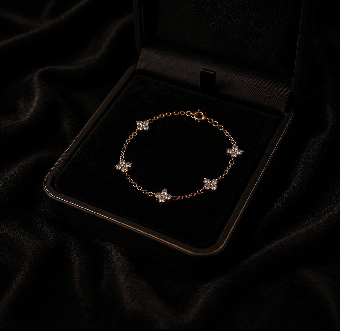 Floral bracelet, gold filled