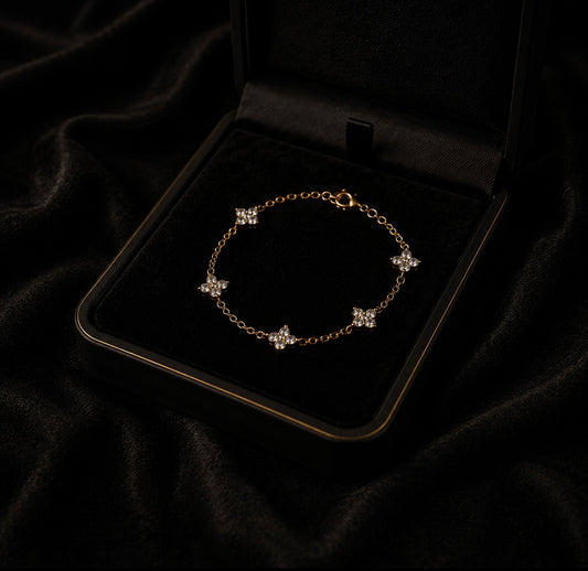 Floral bracelet, gold filled