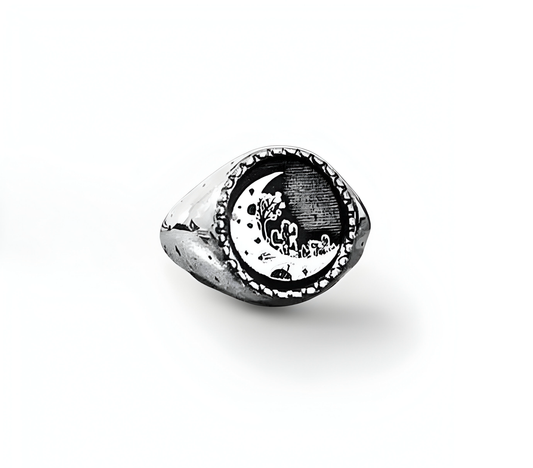 Midnight cactus moon ring