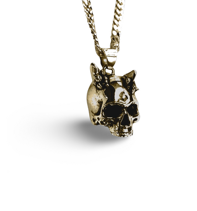 14kt real gold crystal skull head necklace