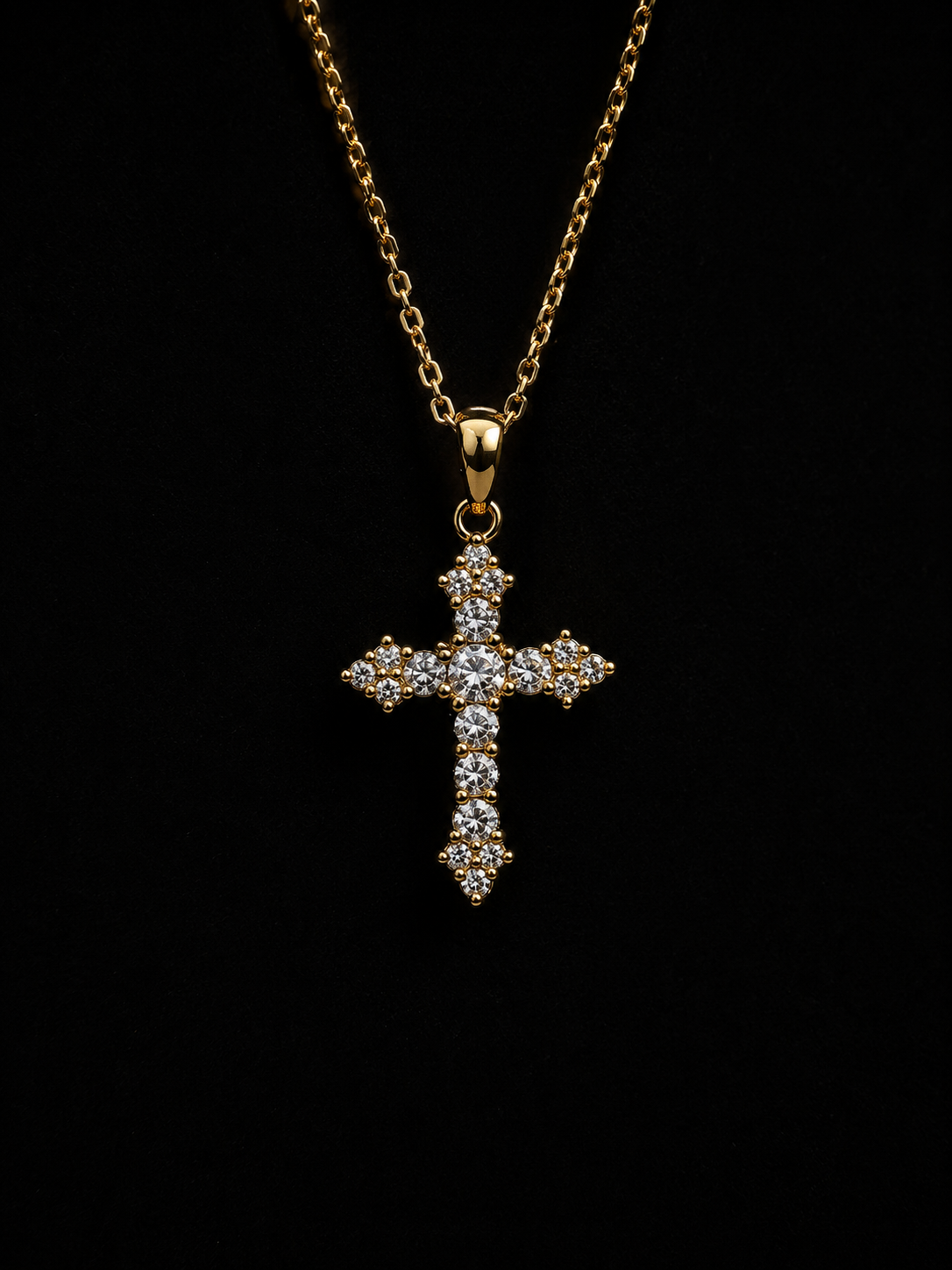 Diamond Cross Pendant Necklace – Gold 14kt gold filled. Layered Faith Necklace | Katz Kollective