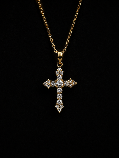 Diamond Cross Pendant Necklace – Gold 14kt gold filled. Layered Faith Necklace | Katz Kollective