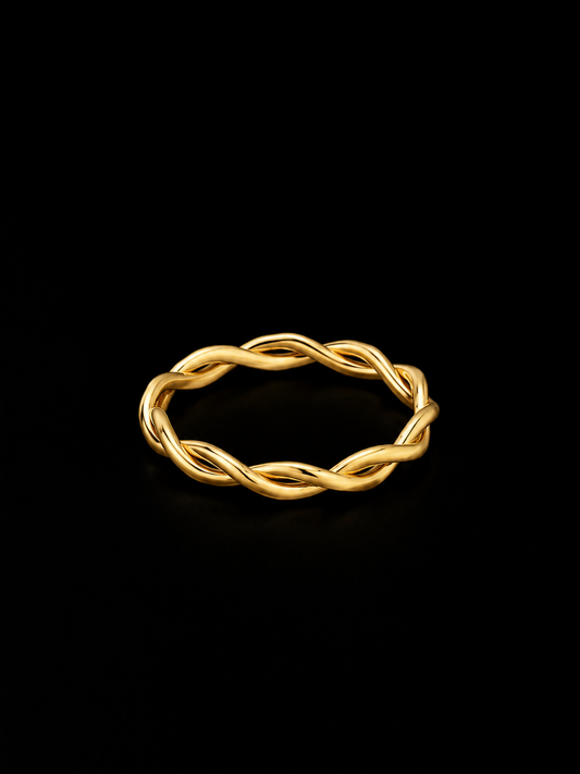 Twist of Fate Ring – Gold Minimalist Stacking Band