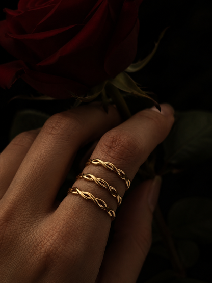 Twist of Fate Ring – Gold Minimalist Stacking Band