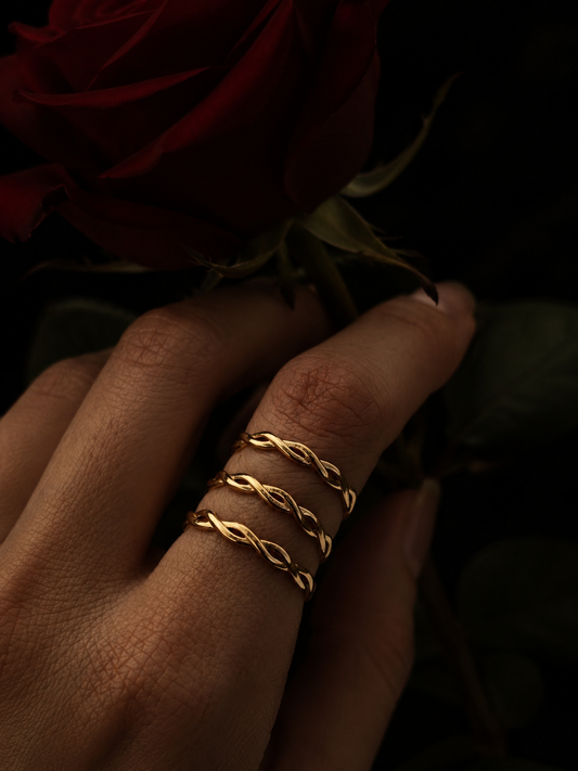 Twist of Fate Ring – Gold Minimalist Stacking Band