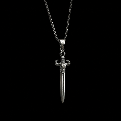Bison Skull Dagger Necklace — 925 Sterling Silver Pendant”