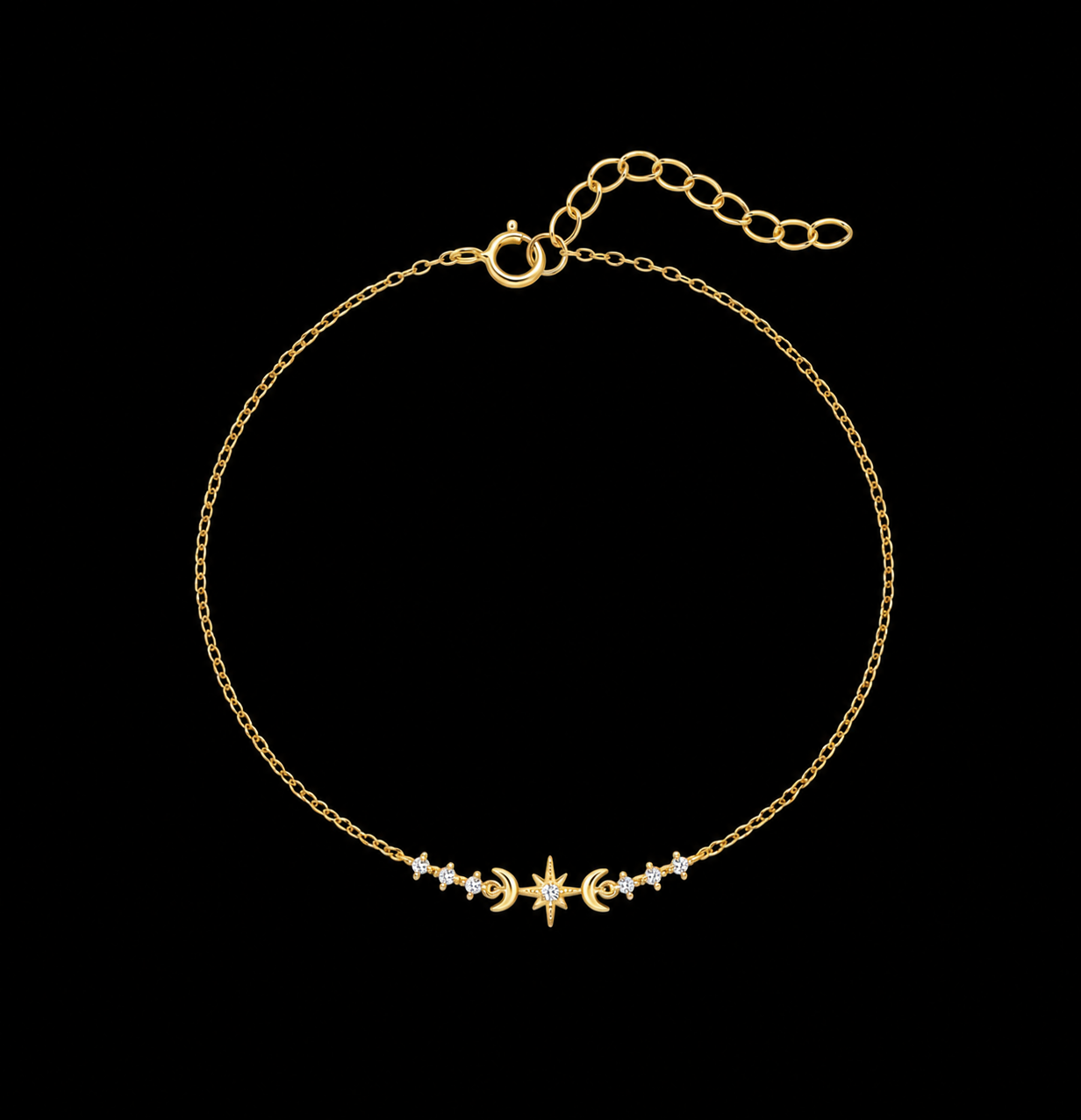Celestial Moon & Star Bracelet – 14K Gold Filled Dainty Bracelet