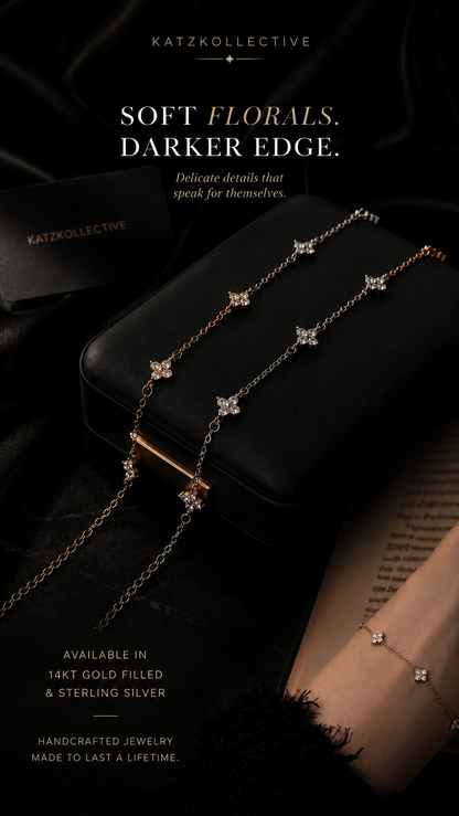 Floral bracelet, gold filled