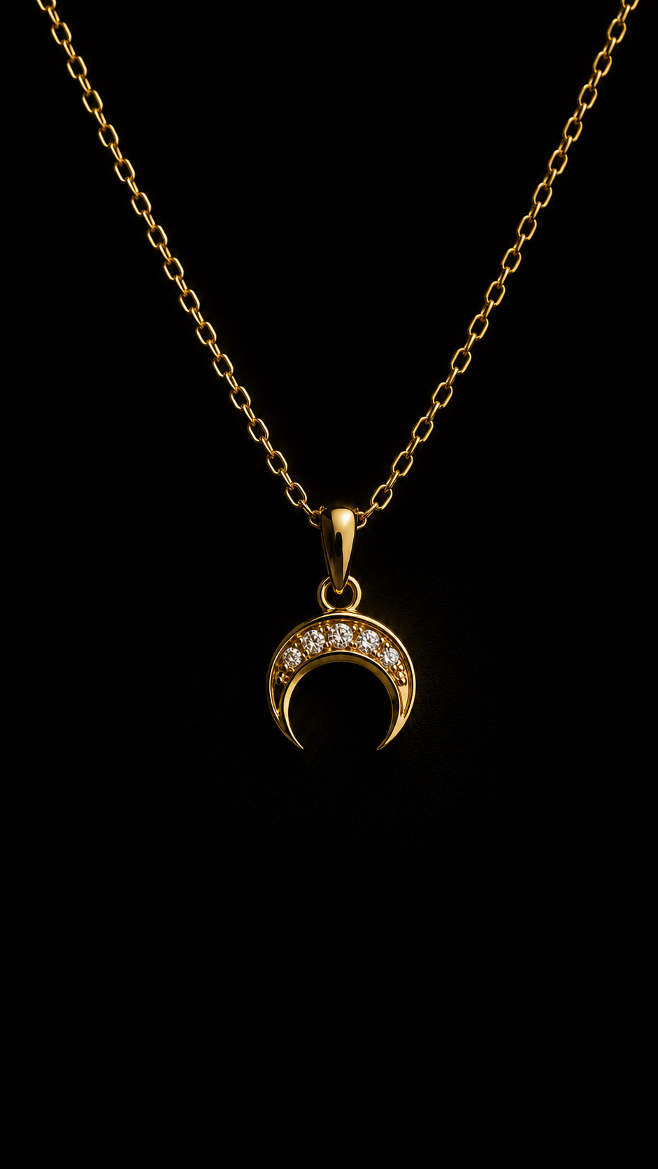 Crescent Moon Crystal Necklace – 14kt Gold Filled