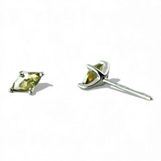 Olive green eye studs Sterling silver