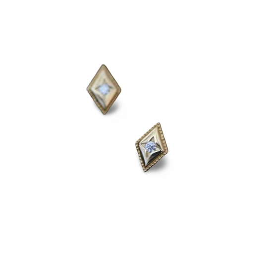Diamond-Shaped Gold Stud Earrings | Minimal Geometric Earrings | Katz Kollective