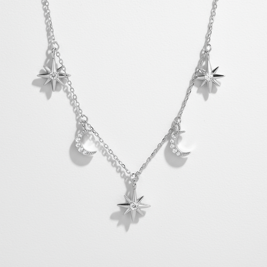 Celestial Dreams Star & Moon Necklace – Sterling silver