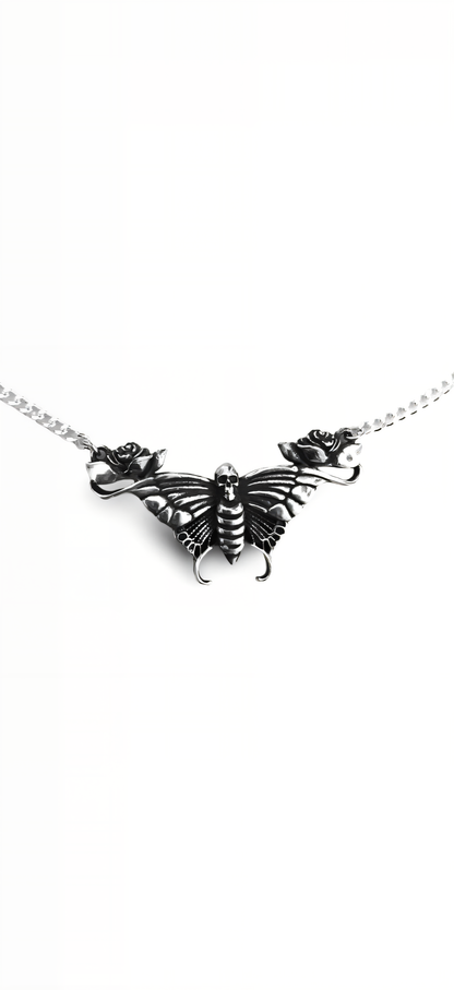 Butterfly skull necklace