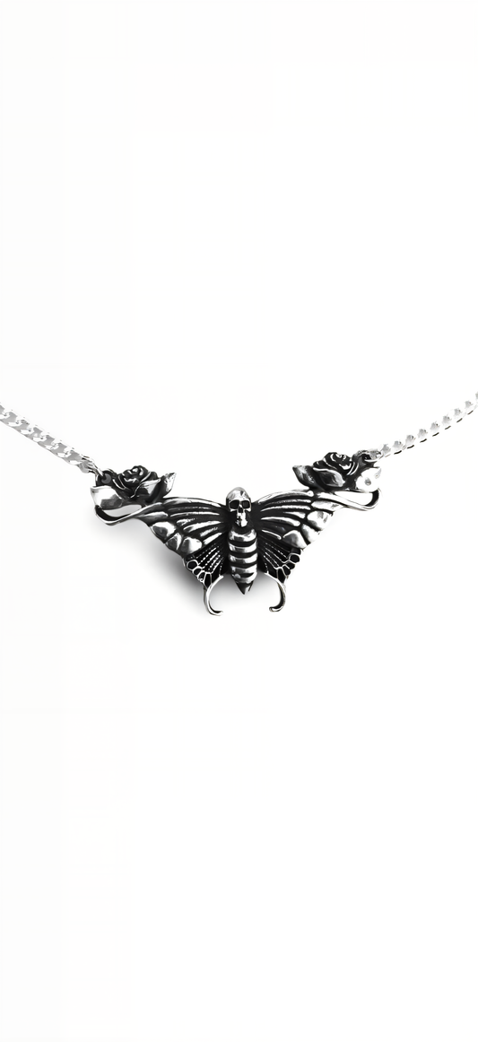 Butterfly skull necklace