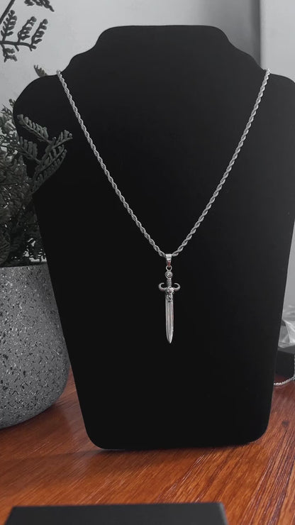 Bison Skull Dagger Necklace — 925 Sterling Silver Pendant”