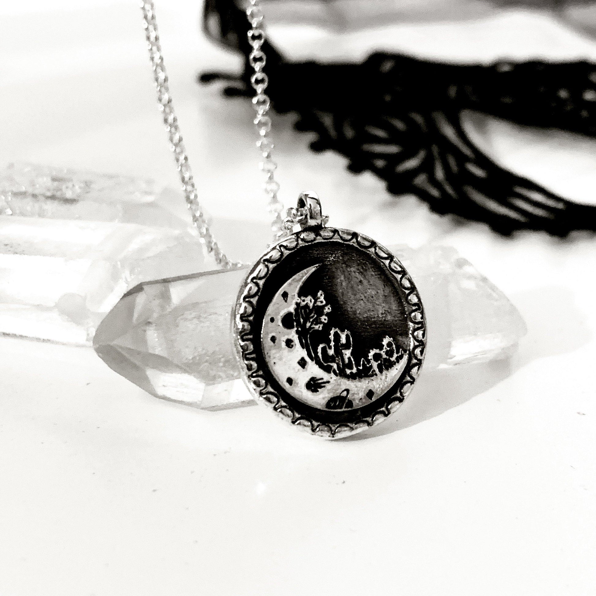 Midnight cactus moon necklace - KatzKollective