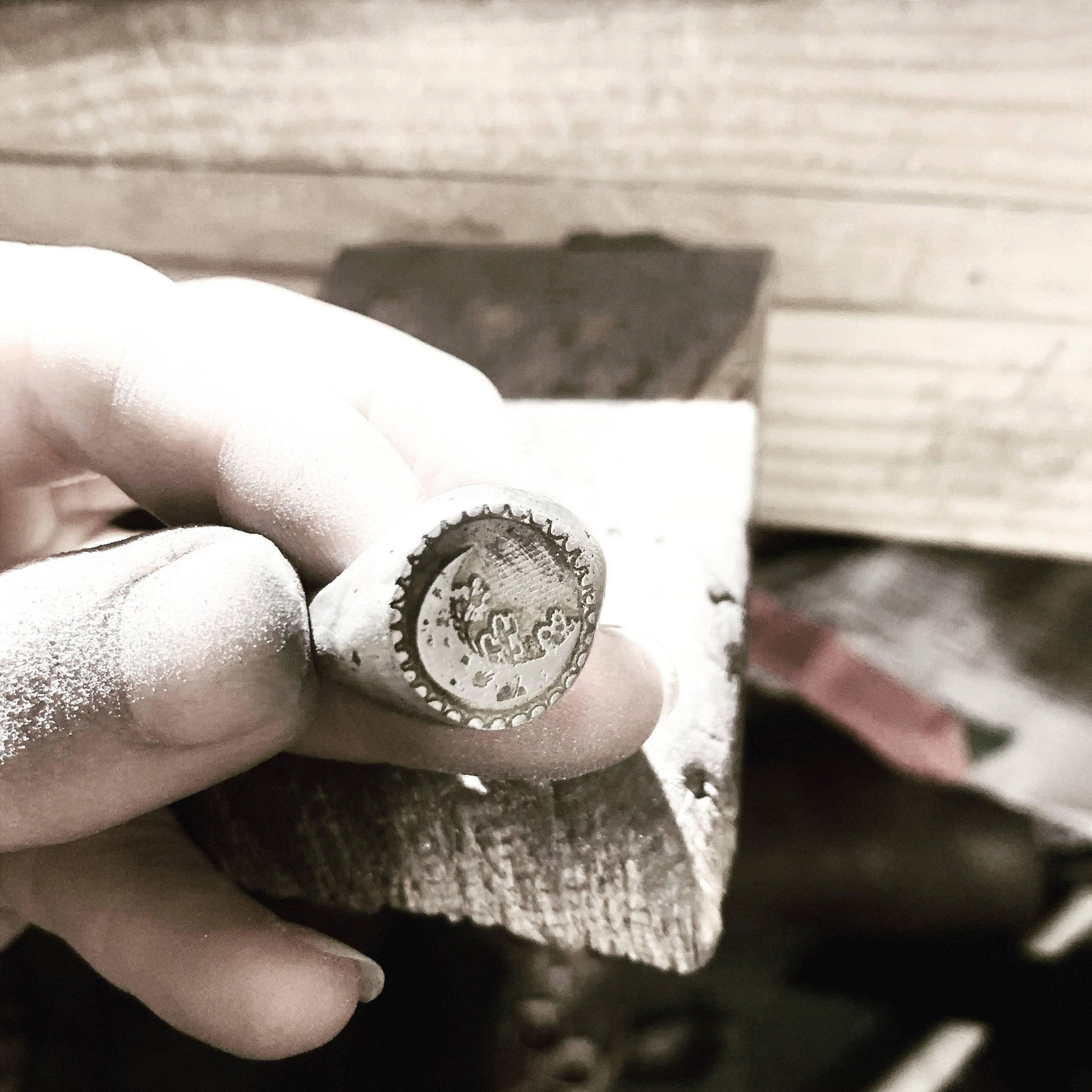 Midnight cactus moon ring - KatzKollective